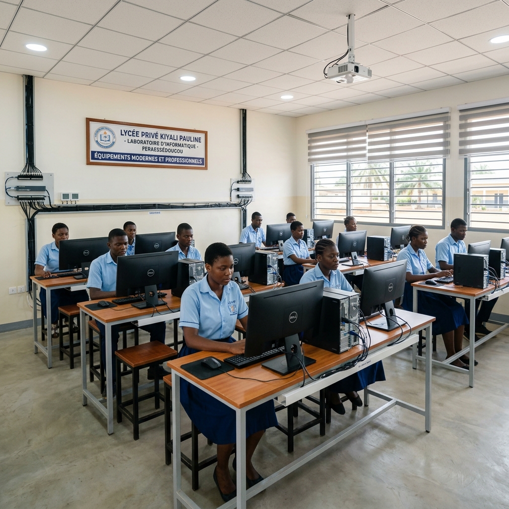 Salle informatique installée au Lycée Privé Kiyali Pauline de Ferkessédougou