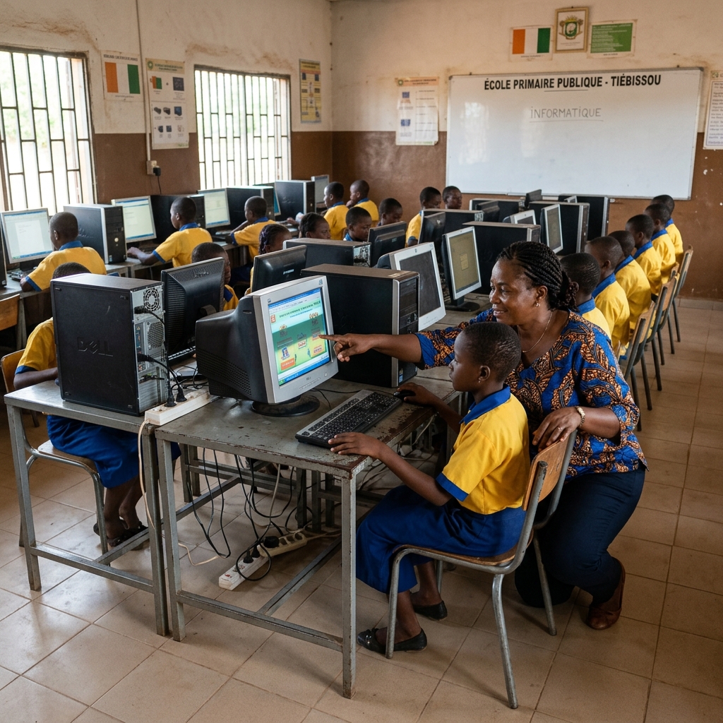 Salle informatique installée au Collège Marcel Ranchin de Tiébissou